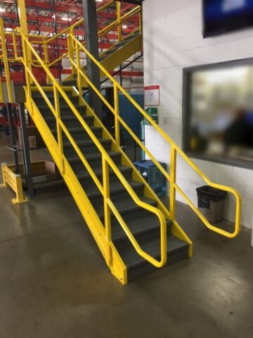 Custom IBC industrial warehouse stairway system with platform