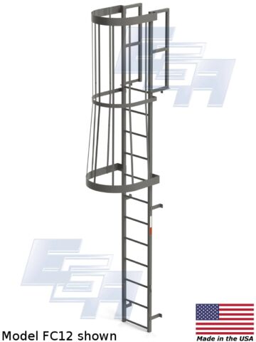 Fixed Cage Ladder - FC12 fixed wall mounted cage ladder